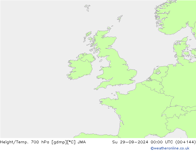 Height/Temp. 700 hPa JMA Su 29.09.2024 00 UTC