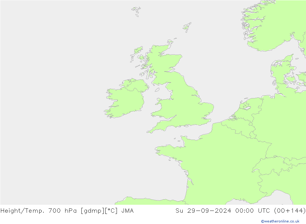 Yükseklik/Sıc. 700 hPa JMA Paz 29.09.2024 00 UTC