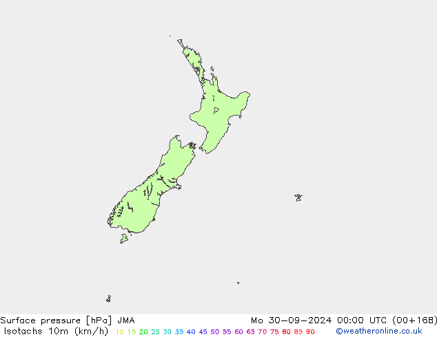Isotachs (kph) JMA  30.09.2024 00 UTC