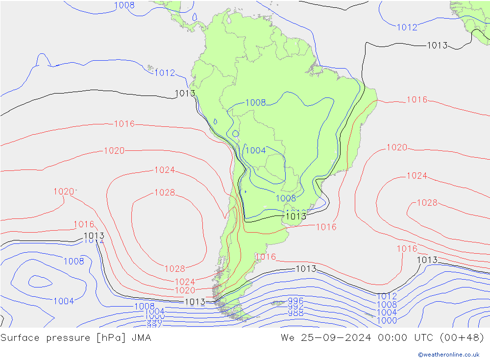 Surface pressure JMA We 25.09.2024 00 UTC