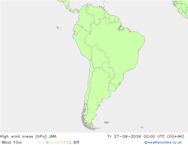 Izotacha JMA pt. 27.09.2024 00 UTC