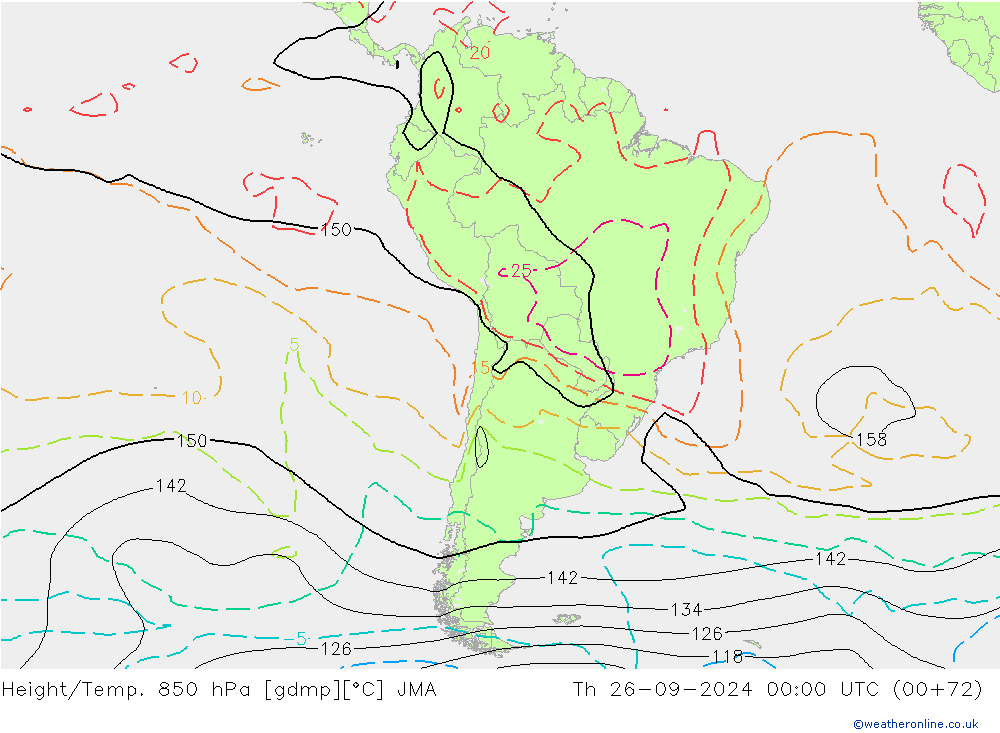 Géop./Temp. 850 hPa JMA jeu 26.09.2024 00 UTC