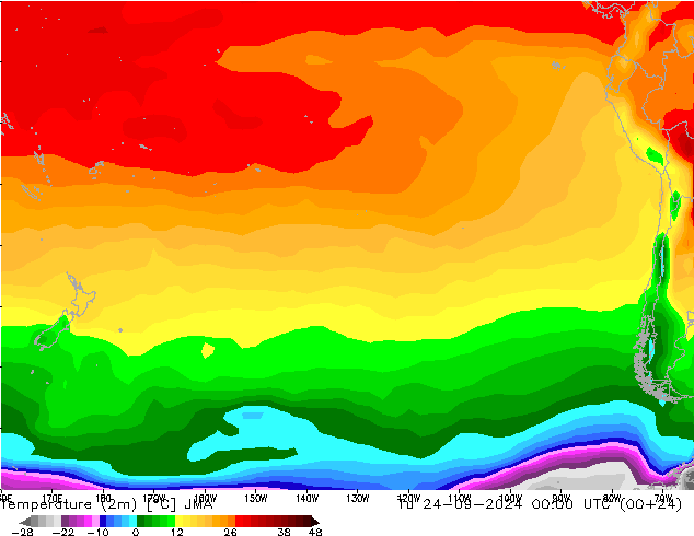 Temperature (2m) JMA Út 24.09.2024 00 UTC