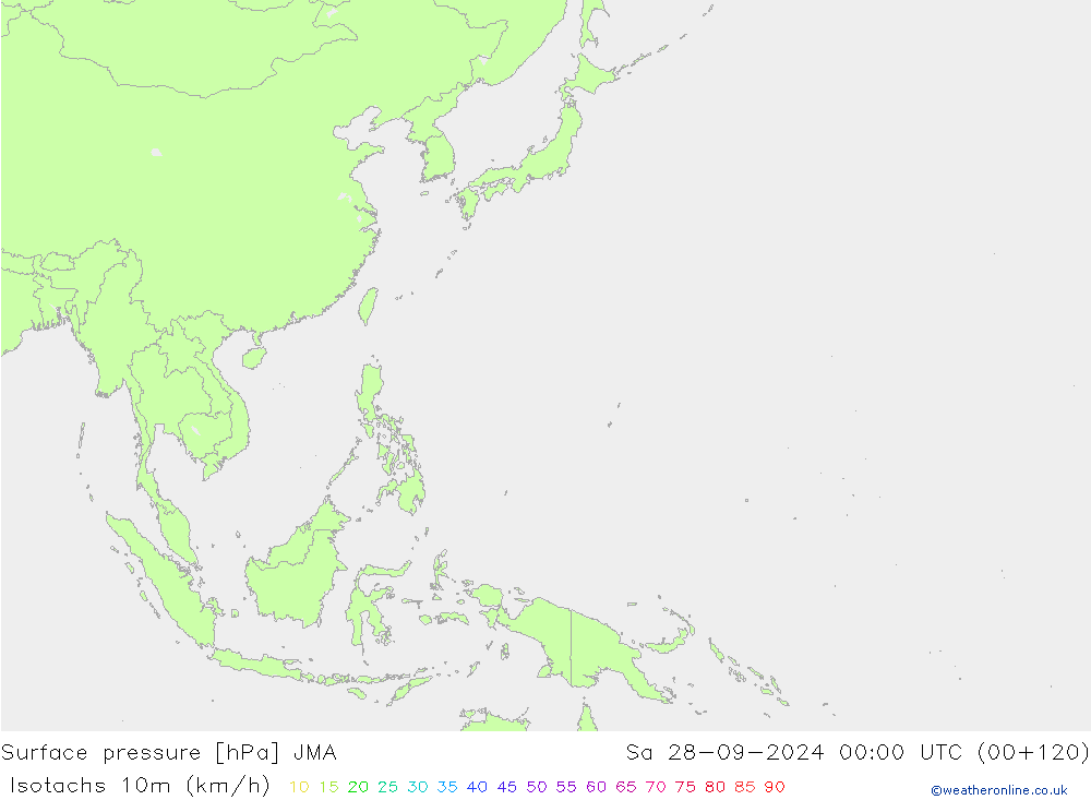 Eşrüzgar Hızları (km/sa) JMA Cts 28.09.2024 00 UTC