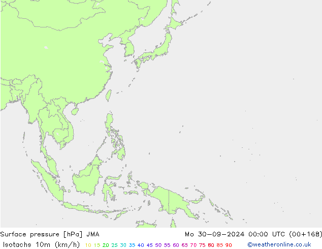 Isotachs (kph) JMA Seg 30.09.2024 00 UTC