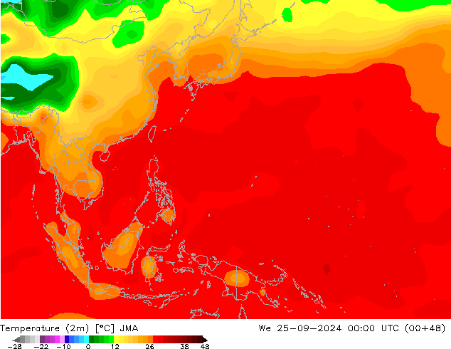 карта температуры JMA ср 25.09.2024 00 UTC