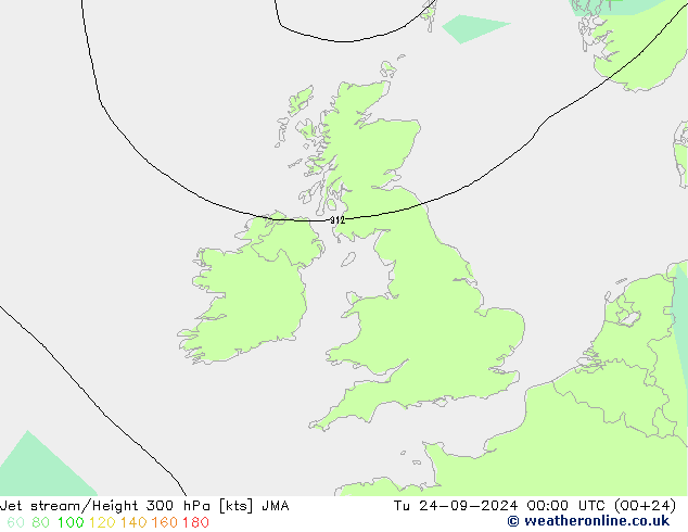 Jet stream/Height 300 hPa JMA Tu 24.09.2024 00 UTC