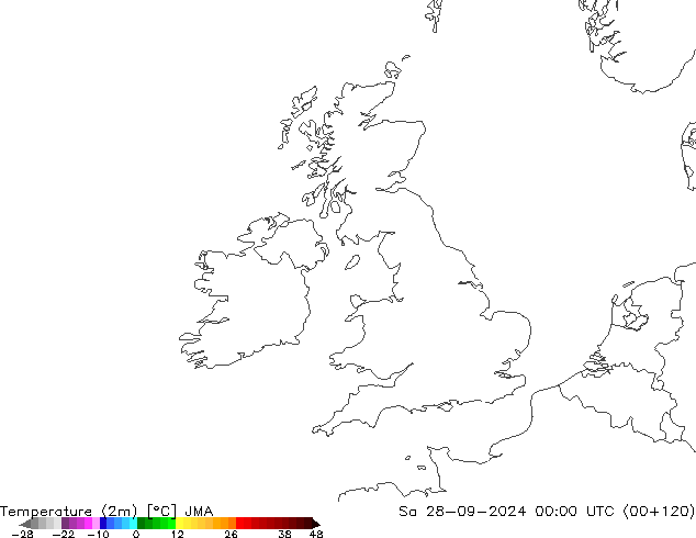 Temperaturkarte (2m) JMA Sa 28.09.2024 00 UTC