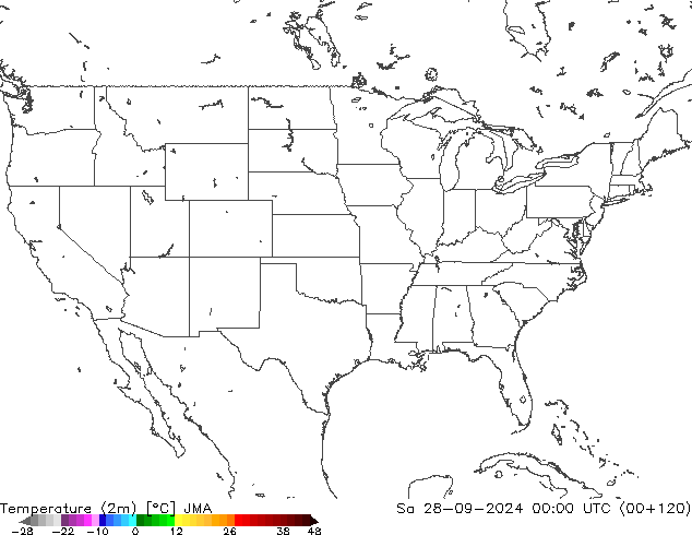 Temperature (2m) JMA Sa 28.09.2024 00 UTC