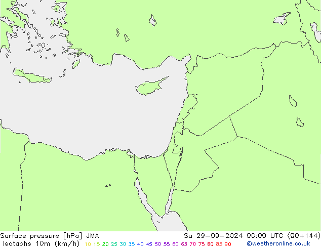 Isotachs (kph) JMA Вс 29.09.2024 00 UTC