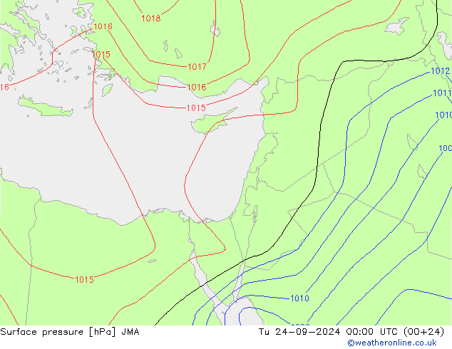 Atmosférický tlak JMA Út 24.09.2024 00 UTC