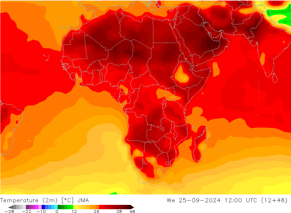 Sıcaklık Haritası (2m) JMA Çar 25.09.2024 12 UTC