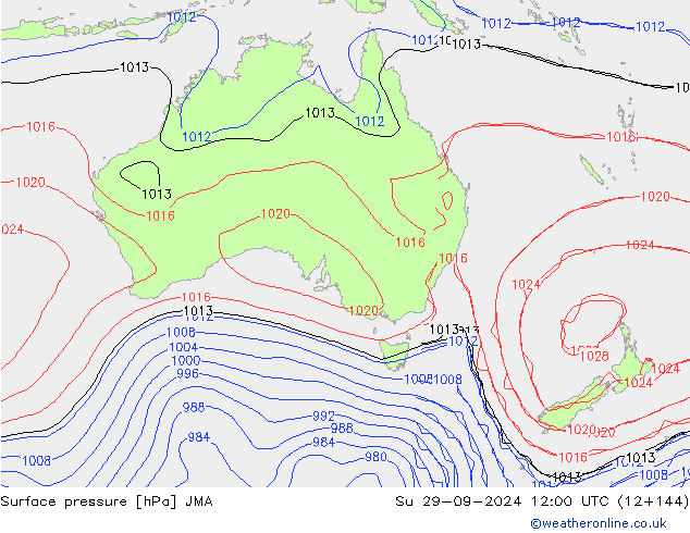 приземное давление JMA Вс 29.09.2024 12 UTC