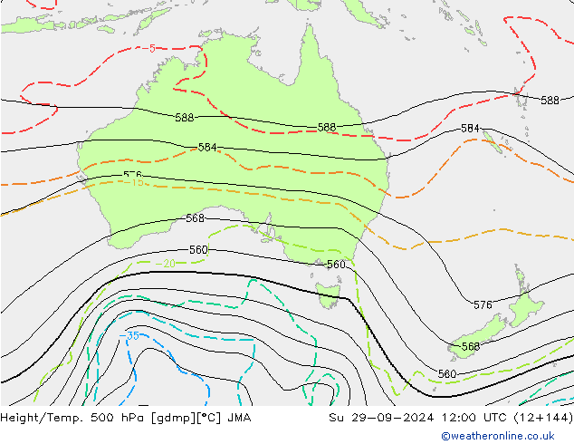 Geop./Temp. 500 hPa JMA dom 29.09.2024 12 UTC