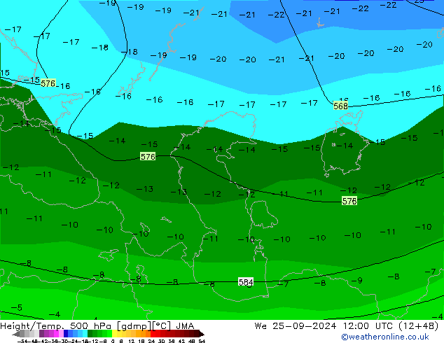 Height/Temp. 500 гПа JMA ср 25.09.2024 12 UTC