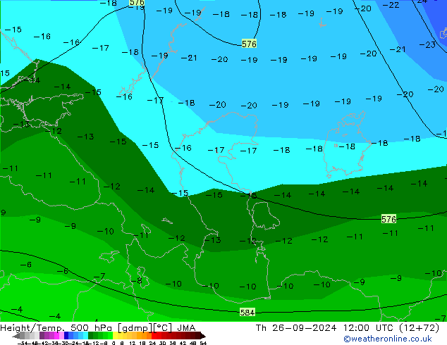 Height/Temp. 500 hPa JMA Čt 26.09.2024 12 UTC