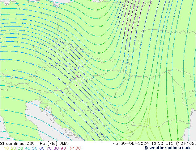 Linha de corrente 300 hPa JMA Seg 30.09.2024 12 UTC