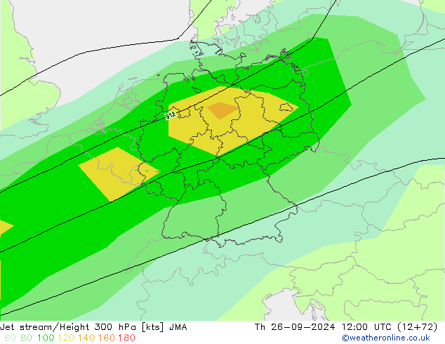Jet stream/Height 300 hPa JMA Th 26.09.2024 12 UTC