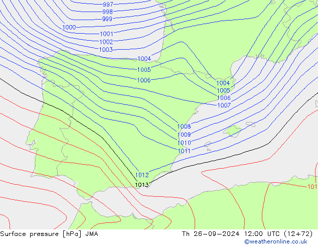 Atmosférický tlak JMA Čt 26.09.2024 12 UTC