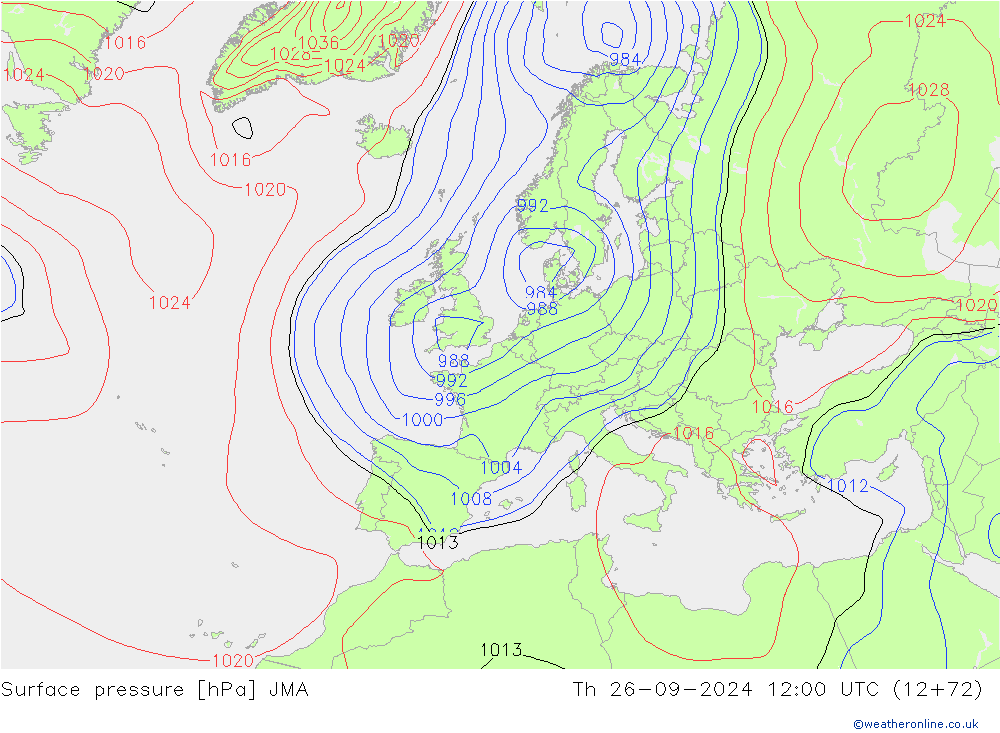 Atmosférický tlak JMA Čt 26.09.2024 12 UTC