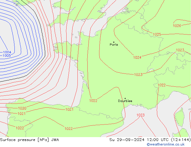 pressão do solo JMA Dom 29.09.2024 12 UTC