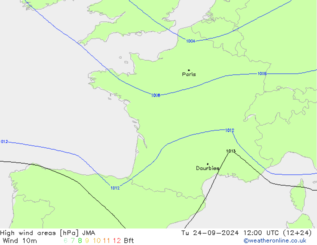 High wind areas JMA Ter 24.09.2024 12 UTC