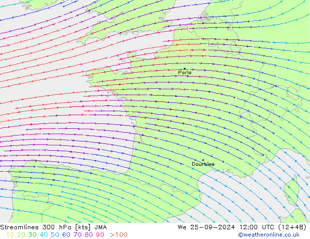 ветер 300 гПа JMA ср 25.09.2024 12 UTC