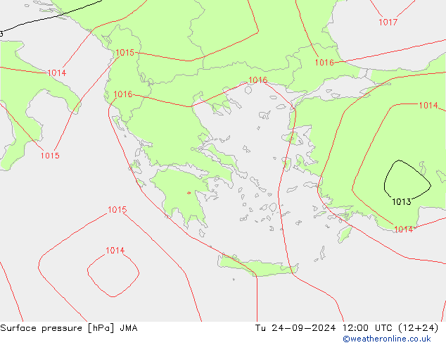 Surface pressure JMA Tu 24.09.2024 12 UTC