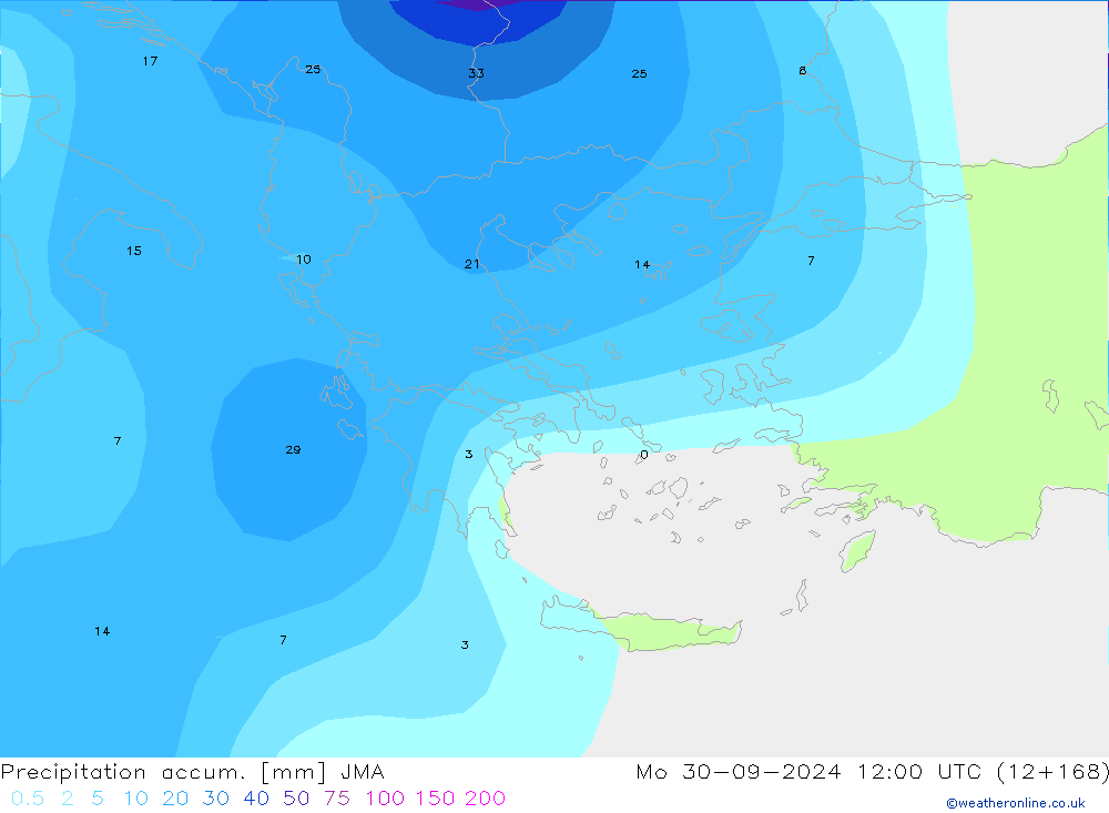 Precipitation accum. JMA pon. 30.09.2024 12 UTC