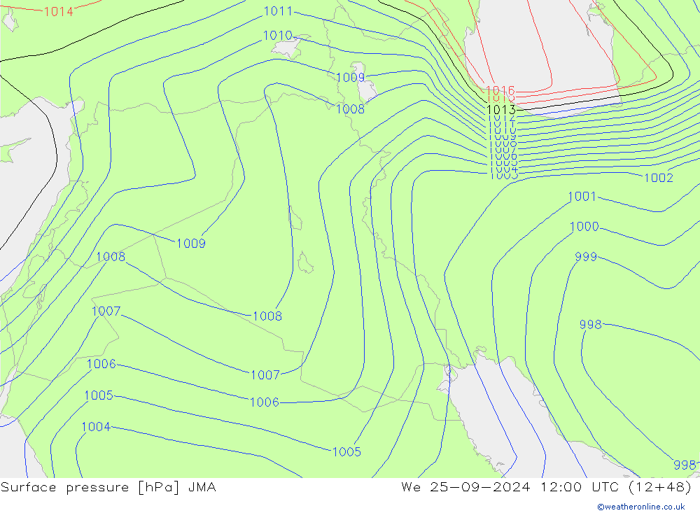 pressão do solo JMA Qua 25.09.2024 12 UTC