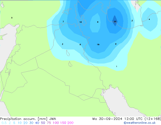 Toplam Yağış JMA Pzt 30.09.2024 12 UTC