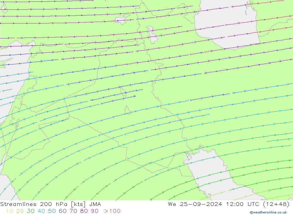 Rüzgar 200 hPa JMA Çar 25.09.2024 12 UTC