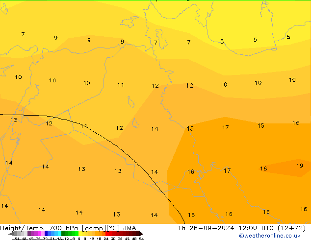 Height/Temp. 700 hPa JMA Qui 26.09.2024 12 UTC