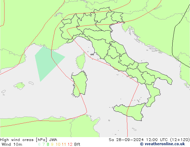 High wind areas JMA Sa 28.09.2024 12 UTC
