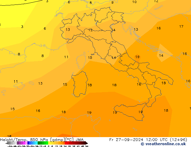 Height/Temp. 850 hPa JMA pt. 27.09.2024 12 UTC