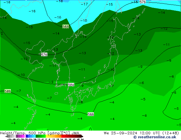 Yükseklik/Sıc. 500 hPa JMA Çar 25.09.2024 12 UTC