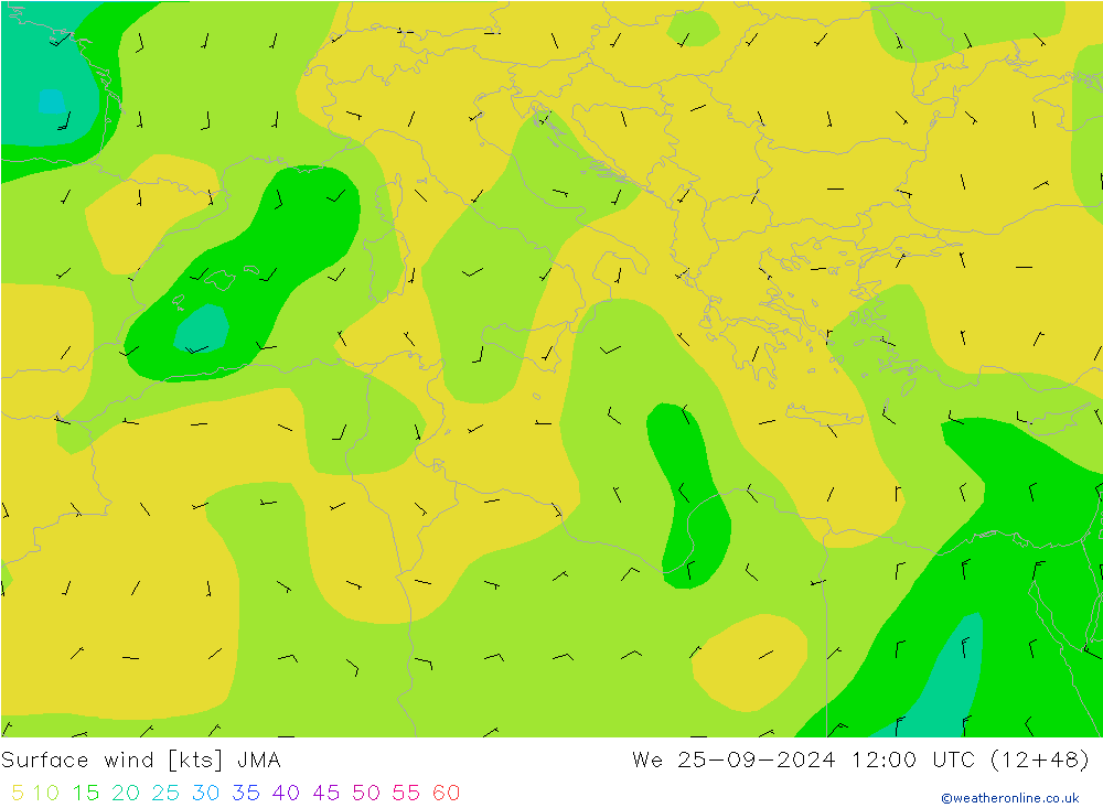 ветер 10 m JMA ср 25.09.2024 12 UTC