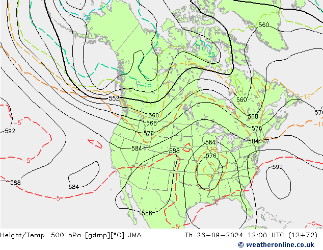 Height/Temp. 500 hPa JMA Th 26.09.2024 12 UTC