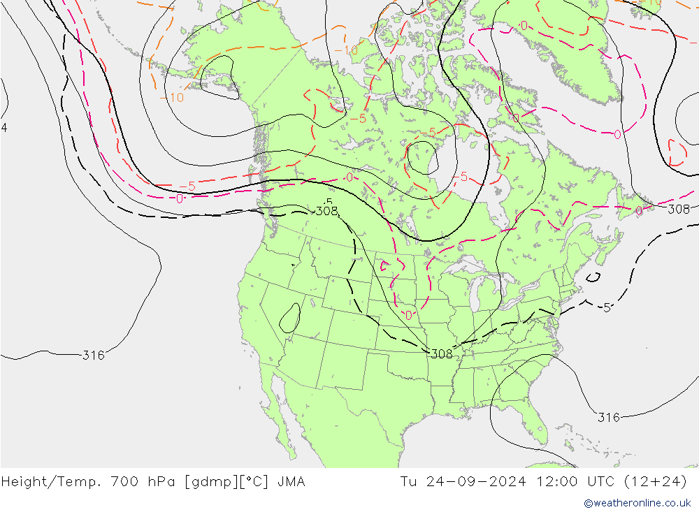 Height/Temp. 700 hPa JMA Tu 24.09.2024 12 UTC