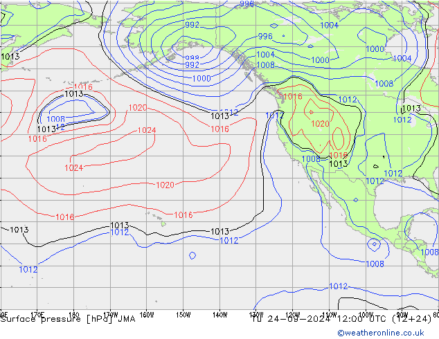 Surface pressure JMA Tu 24.09.2024 12 UTC