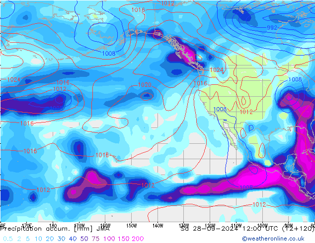 Precipitation accum. JMA so. 28.09.2024 12 UTC