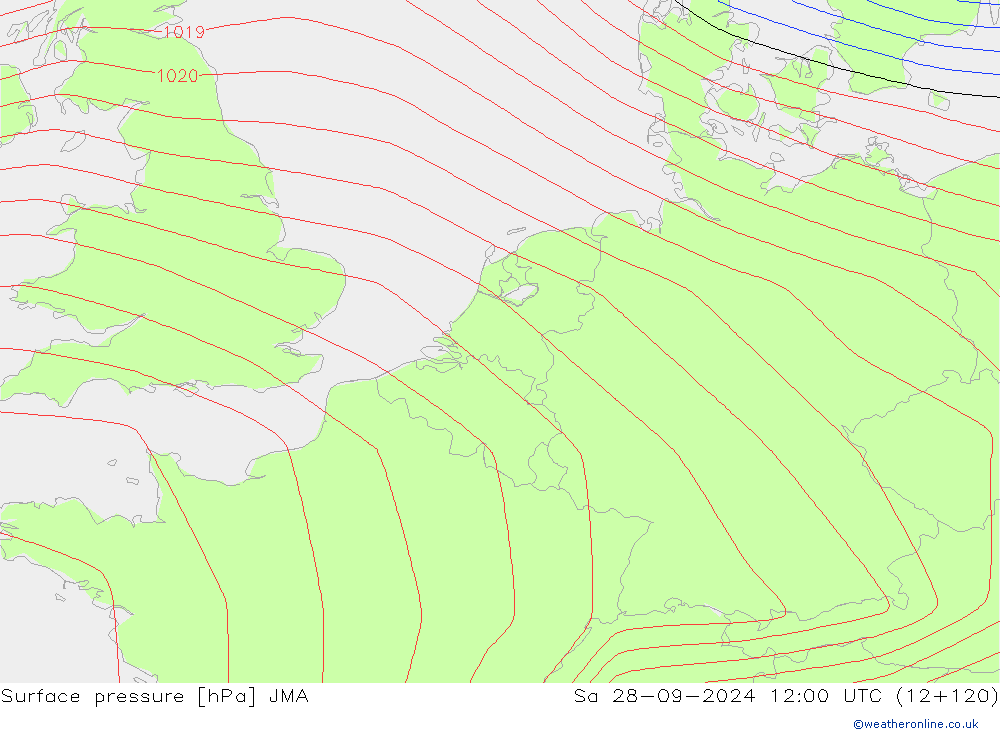 Surface pressure JMA Sa 28.09.2024 12 UTC