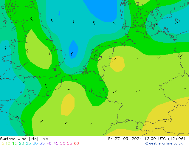 Surface wind JMA Pá 27.09.2024 12 UTC