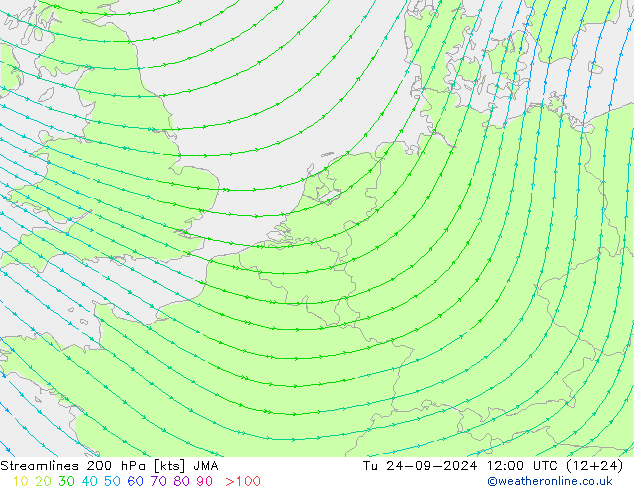 Streamlines 200 hPa JMA Tu 24.09.2024 12 UTC