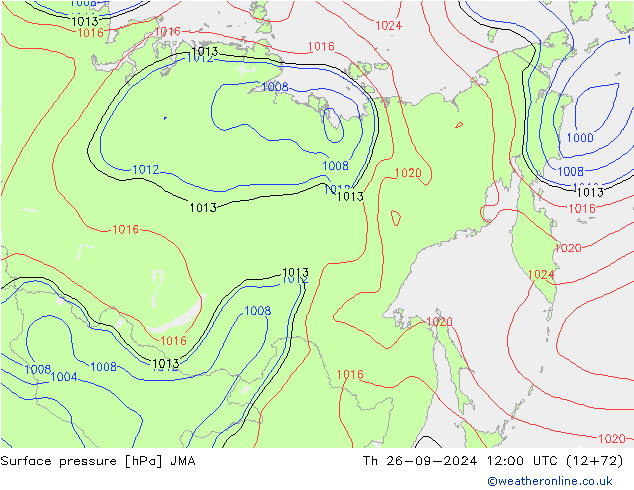 ciśnienie JMA czw. 26.09.2024 12 UTC