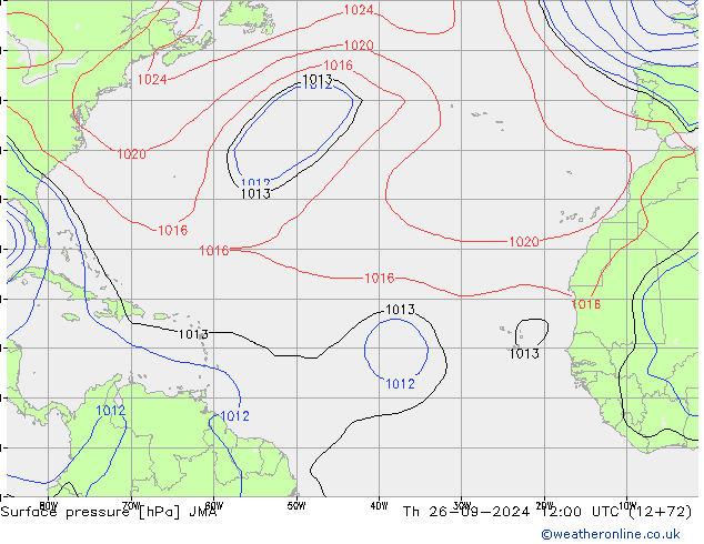 Presión superficial JMA jue 26.09.2024 12 UTC