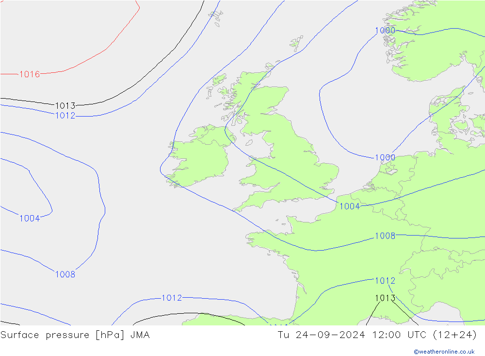 Surface pressure JMA Tu 24.09.2024 12 UTC