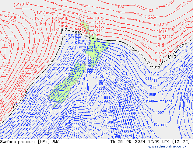 ciśnienie JMA czw. 26.09.2024 12 UTC