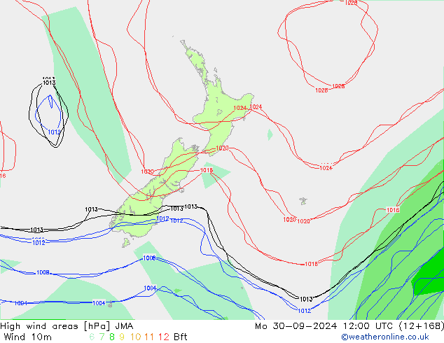 High wind areas JMA Mo 30.09.2024 12 UTC