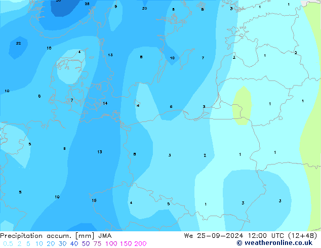 Totale neerslag JMA wo 25.09.2024 12 UTC